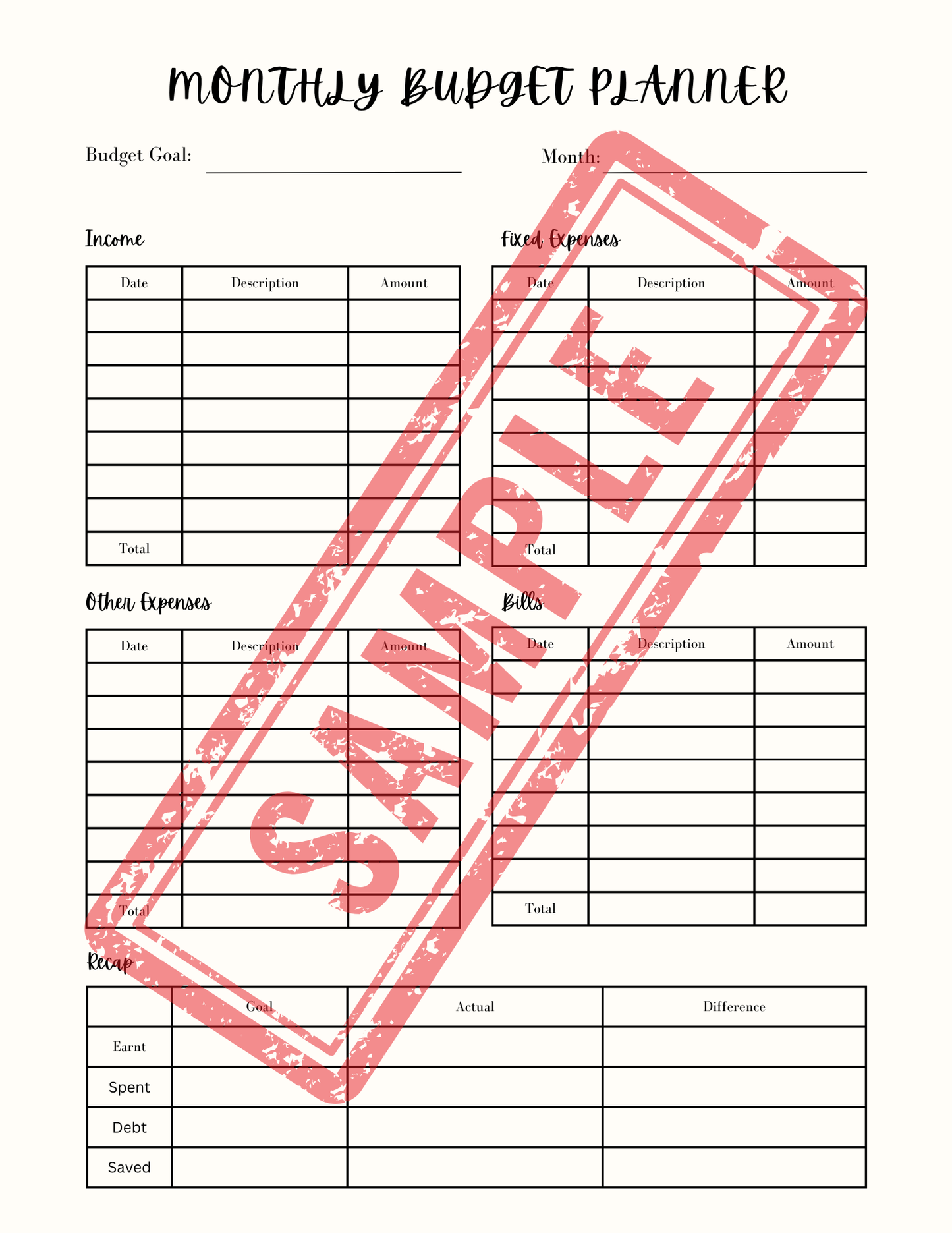 Household Printable Planner