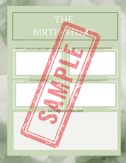 Birth Printable Planner - Green