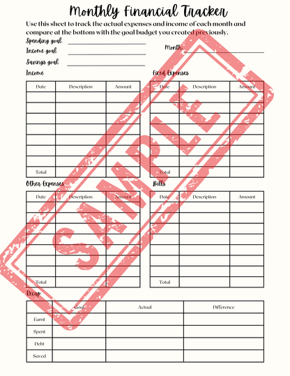 Financial Printable Planner