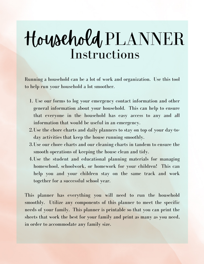 Household Printable Planner